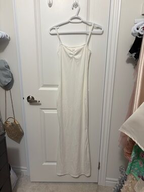 2/15$ SHEIN Cream Maxi Slip Dress with Braided Spaghetti Straps